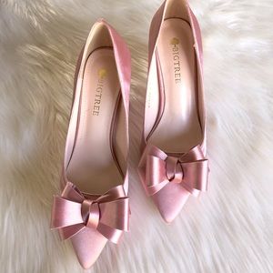 Brand New Pink Satin Heels-Worn 1 time!